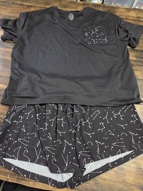 George Black Two-Piece Lounge Set with White Constellation Print